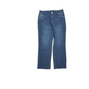 Unbranded Raw Hem Distressed Relaxed Straight Women's size L Blue Denim Jeans